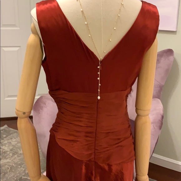 Silk dress rich red (rust) - Picture 6 of 7
